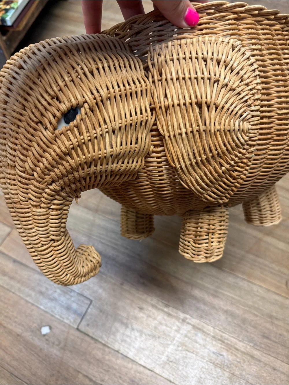 Woven Wicker Elephant Rattan Basket - Natural Home Accent